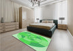 Patterned Neon Green Rug in a Bedroom, pat1204grn