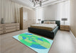 Patterned Lime Mint Green Rug in a Bedroom, pat1204lblu