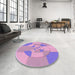 Round Patterned Pastel Purple Pink Rug in a Office, pat1204pur