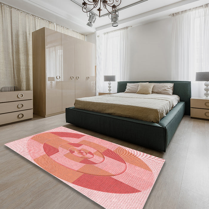 Patterned Pastel Pink Rug in a Bedroom, pat1204rd