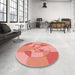 Round Patterned Pastel Pink Rug in a Office, pat1204rd