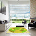 Square Patterned Green Rug in a Living Room, pat1204yw