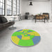 Round Patterned Green Novelty Rug in a Office, pat1204