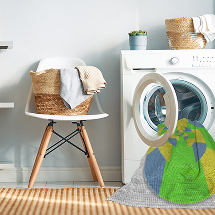 Machine Washable Transitional Green Rug in a Washing Machine, wshpat1204