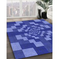 Patterned Sky Blue Rug, pat1205blu