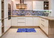 Patterned Sky Blue Rug in a Kitchen, pat1205blu