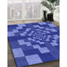 Patterned Sky Blue Rug in Family Room, pat1205blu