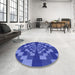 Round Patterned Sky Blue Rug in a Office, pat1205blu