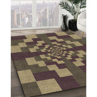 Patterned Burgundy Brown Rug, pat1205brn