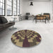 Round Patterned Burgundy Brown Rug in a Office, pat1205brn