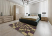 Patterned Burgundy Brown Rug in a Bedroom, pat1205brn