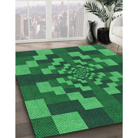 Patterned Deep Emerald Green Rug, pat1205grn