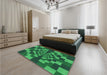 Patterned Deep Emerald Green Rug in a Bedroom, pat1205grn