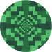 Square Patterned Deep Emerald Green Rug, pat1205grn