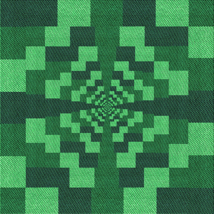 Round Patterned Deep Emerald Green Rug, pat1205grn