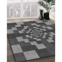 Patterned Dark Gray Black Rug, pat1205gry