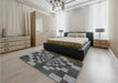 Patterned Dark Gray Black Rug in a Bedroom, pat1205gry