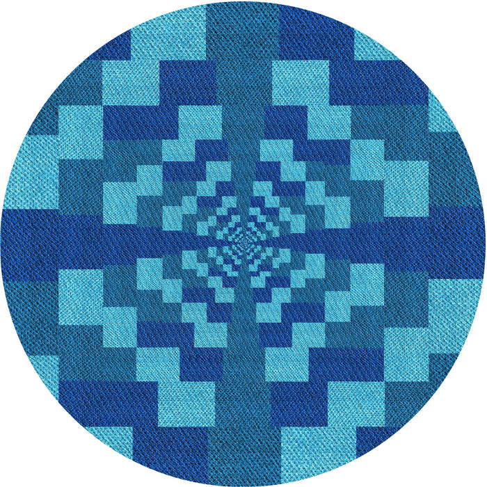 Square Patterned Blueberry Blue Rug, pat1205lblu
