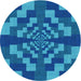 Square Patterned Blueberry Blue Rug, pat1205lblu