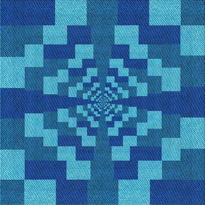 Round Machine Washable Transitional Blueberry Blue Rug, wshpat1205lblu