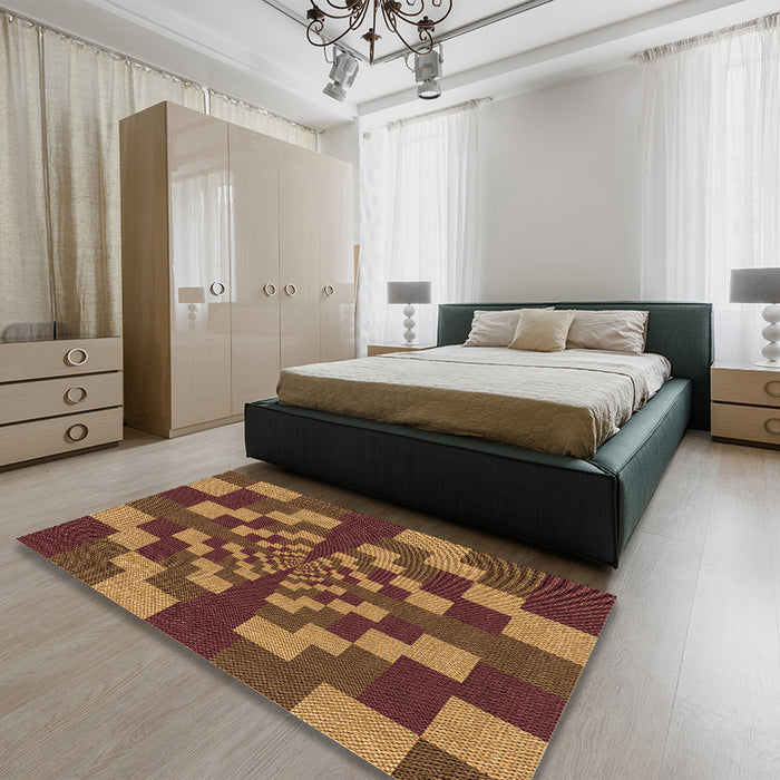 Patterned Orange Rug in a Bedroom, pat1205org