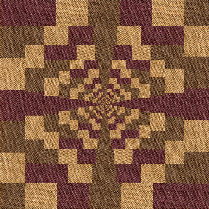 Round Patterned Orange Rug, pat1205org