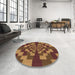 Round Patterned Orange Rug in a Office, pat1205org