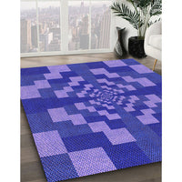 Patterned Light Slate Blue Rug, pat1205pur