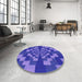 Round Patterned Light Slate Blue Rug in a Office, pat1205pur