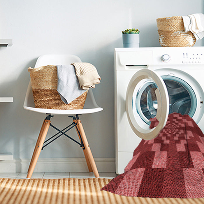 Machine Washable Transitional Red Rug in a Washing Machine, wshpat1205rd