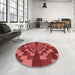 Round Patterned Red Rug in a Office, pat1205rd