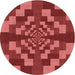 Square Patterned Red Rug, pat1205rd