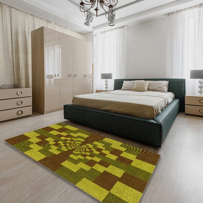 Patterned Brown Rug in a Bedroom, pat1205yw