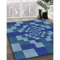 Patterned Blue Novelty Rug, pat1205