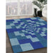 Patterned Blue Novelty Rug in Family Room, pat1205