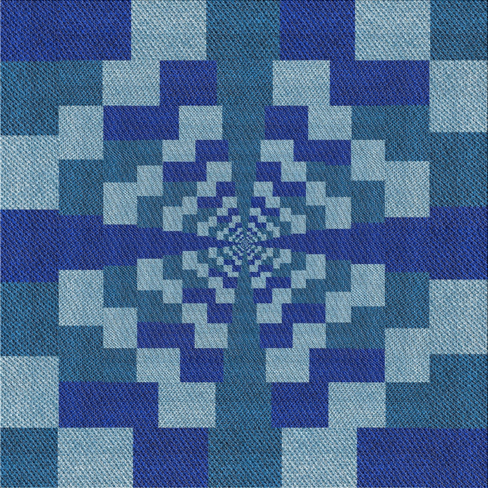 Square Patterned Blue Novelty Rug, pat1205