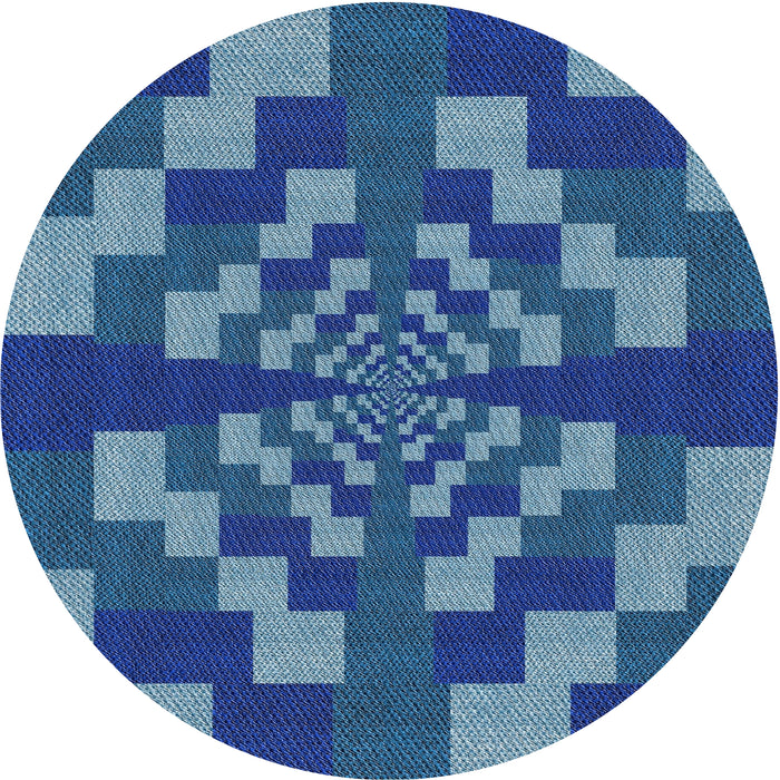 Square Machine Washable Transitional Blueberry Blue Rug, wshpat1205