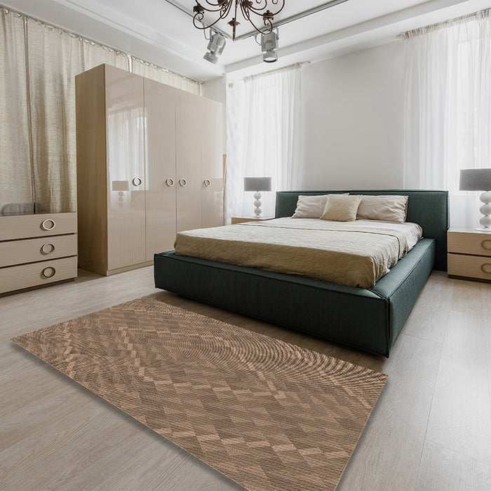 Patterned Sepia Brown Rug in a Bedroom, pat1206brn