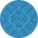 Square Patterned Blue Rug, pat1206lblu