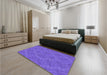 Patterned Purple Mimosa Purple Rug in a Bedroom, pat1206pur