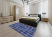 Patterned Blue Rug in a Bedroom, pat1207blu