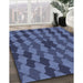 Patterned Blue Rug in Family Room, pat1207blu