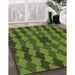 Patterned Dark Forest Green Rug in Family Room, pat1207brn