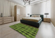 Patterned Dark Forest Green Rug in a Bedroom, pat1207brn