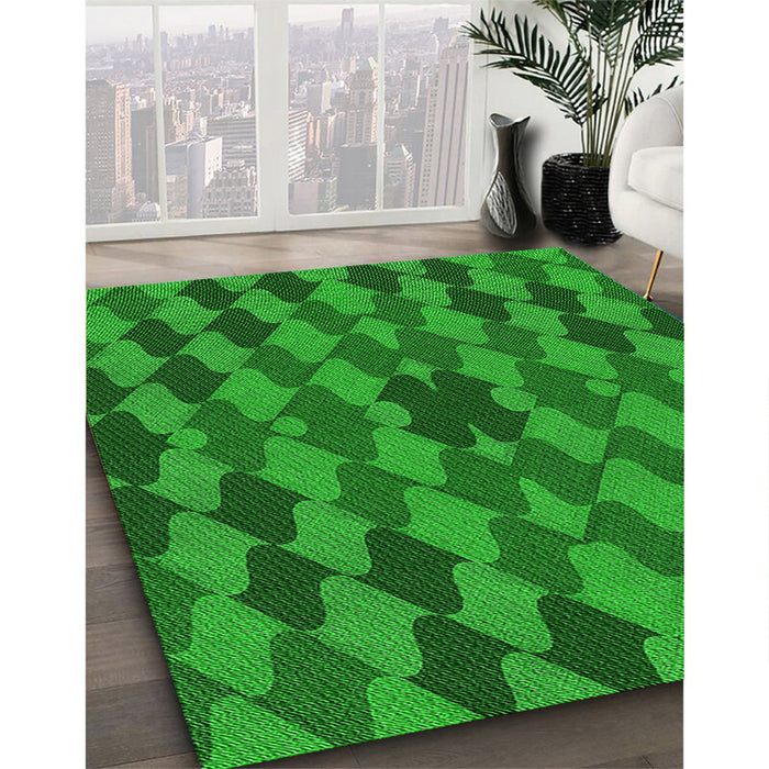 Patterned Green Rug in Family Room, pat1207grn