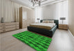 Patterned Green Rug in a Bedroom, pat1207grn