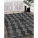 Machine Washable Transitional Black Rug in a Family Room, wshpat1207gry