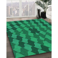 Patterned Spring Green Rug, pat1207lblu