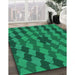 Patterned Spring Green Rug in Family Room, pat1207lblu