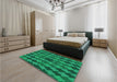 Patterned Spring Green Rug in a Bedroom, pat1207lblu